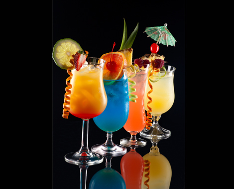 Colorful tropical cocktails for a Key West bar stroll